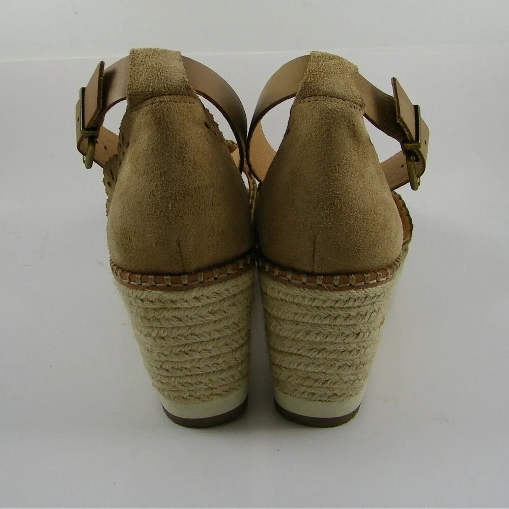 Crown Vintage Women's Wedge Espadrilles Platform Sandals Beige Size 11M